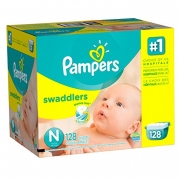Pampers Swaddlers Diapers, Size N, Giant Pack, 128 Count