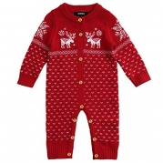 ZOEREA Unisex Baby Romper Long Sleeve Christmas Sweaters Coat Deer, Red (12-20 Months, tag 2A)