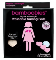 Bamboobies Super Soft Washable Nursing Pads - 3 Pair Ultra-Thin Regulars (Pale Pink) & 1 Pair Thick Overnight (Pale Pink)