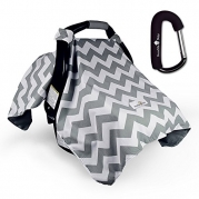 Bonafide Baby Car Seat Covers With Free Stroller Hook - Grey Chevron With Soft Plush Backing