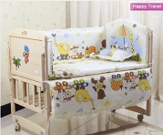 5pcs/set Baby Bedding Sets 100% Cotton Baby Bedclothes Cartoon Crib Bedding Set Include Pillow Bumpers Mattress