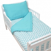 American Baby Company 100% Cotton Percale Toddler Bed Set, Aqua Sea Wave