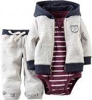 Carter's Baby Boys' Handsome Owl 3-Piece Outfit - heather gray, 6 months