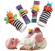 Makarine 4 x Baby Infant Soft Toy Wrist Rattles Hands Foots finders Developmental (Color Random)