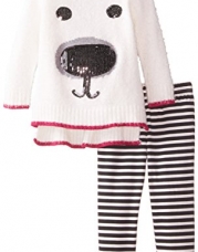 Little Lass Baby Girls' 2 Piece Fuzzy Sweater Set Stripe, Fuchsia, 12 Months
