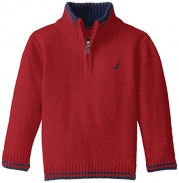 Nautica Baby Boys' Zip Neck Sweater with Tipping, Red Rouge, 24 Months