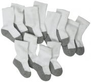 Jefferies Socks, Llc Unisex-baby Newborn 6 Pack Seamless Sport Half Cushion Crew Socks, White/Grey, 12-24 Months