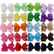 QingHan® 20Colors 3 Grosgrain Ribbon Boutique Hair Bows with Alligator Clips Baby Girl Hair Accessories Pack of 20