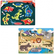 Melissa & Doug Peg Puzzle Bundle - Safari and Dinosaurs