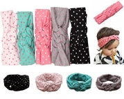 Mookiraer® Baby Girl Newest Round Dot Turban Headband Head Wrap Knotted Hair Band (5 Pack) (min01)