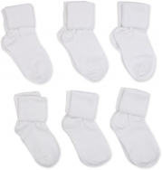 Jefferies Socks Little Girls'  Seamless Turn Cuff  Socks (Pack of 6), White, Toddler