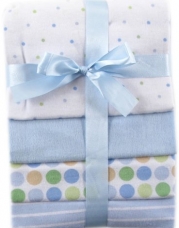 Luvable Friends Flannel Receiving Blankets, Blue, 4 Count