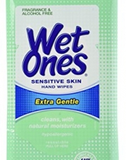 Wet Ones Hand & Face Wipes, Sensitive Skin, Extra Gentle, Travel Packs 15 Each (Pack of 6)