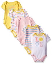 Nautica Baby Girls' 5 Pack Bodysuits, Baby Yellow, 3-6 Months