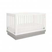 Babyletto Harlow 3-in-1 Convertible Crib, White with Grey Acrylic