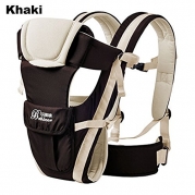 ELENKER Adjustable 4 Positions Carrier 3D Backpack Pouch Bag Wrap Soft Structured Ergonomic Sling Front Back Newborn Baby Infant Khaki