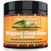 Whipped African Shea Butter Cream (8 oz) Pure 100% All Natural, Organic, Moisture for Soft Skin and Natural Hair - Body Butter Improves Blemishes, Stretch Marks, Scars, Wrinkles, Eczema & Dermatitis