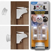 JOOL Childproof Magnetic Cabinet Locks Set with 4 Locks & 1 Key - Drill & Tool Free - Baby Safety & Childproof Solution for Home - Perfect for Kitchen & Bathroom Cabinets - Universal Design