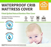 Undyed Bamboo Baby Mini Crib Mattress Cover -39x27+5 Waterproof for Maximum Leak Protection And Dry Easier Plus Hypoallergenic.Fitted Crib Protector. Mini & Portable Mattresses.Life Time Warrany.