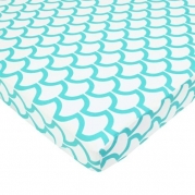American Baby Company 100% Cotton Percale Fitted Portable/Mini Crib Sheet, Aqua Sea Waves Color: Aqua Sea Waves, Model: 2653 Aqua Sea Waves