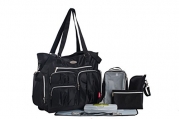 SoHo Collection, Times Square 8 pieces Diaper Tote Bag set (Classic Black)
