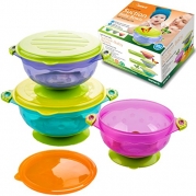 Best Baby Bowls, Spill Proof, Stay Put Suction Bowls with Seal-Easy Lids Stack Easy For Storage Gift Set of 3 Colorful Sizes Perfect for Babies & Toddlers BPA & BPS Free FDA Approved -BabieB