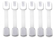 Zappy Baby - Adjustable Child Safety Locks Latches Straps to Baby Proof Cabinets, Drawers, Appliances, Toilet Seat, Fridge, Oven | 3M adhesive - no tools or drilling | 6 pack White-Grey