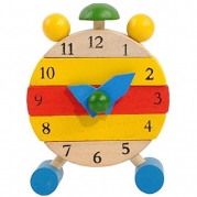 Educational Toys，Baomabao Hand Made Wooden Clock Toys for Kids Learn Time Clock