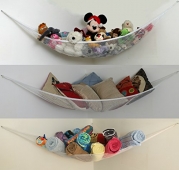 XL Toy Storage Hammock [Also in L Size] for Kids Stuffed Animals, Pool Toys, Sports Gear, Towels, Bedding. Corner Net and Bin Organizer. Top Quality, Suits Any Decor, Easy Install, Machine Washable