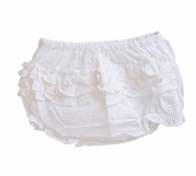 Baby Girl Ruffle Panty Diaper Covers - White Bloomers, 24M