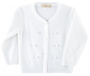 Lilax Baby Girls' Rose Applique Knit Cardigan Sweater 12M White
