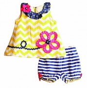 Baby Girls Toddler Kid's Summer Clothes Sleeveless Tops+Pants Set Flower 9-12Months Yellow