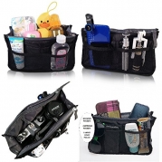 On the go 12 Pocket Diaper, Cosmetics, Camera, Beach, Utility Multi-Purpose Travel Bag (Black)