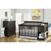 Convertible Furniture Cribs, Sorelle Florence Crib and Changer, Espresso , 2 Mattress Support Positions