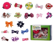 Bundle Monster 18pc Girl Baby Toddler Ribbon Bows Flowers Mixed Design Hair Clip and Barrettes