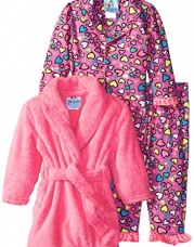 Baby Bunz Baby Girls' 3 Piece Hearts Robe and Pajama Set, Pink, 12 Months