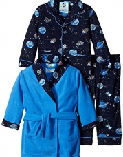 Baby Bunz Baby Boys' 3 Piece Space Robe and Pajama Set, Blue, 18 Months
