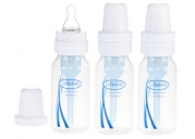 Dr. Brown's BPA Free Polypropylene Natural Flow Standard Neck Bottle, 4 oz - 3-Pack