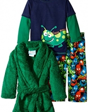 Baby Bunz Baby Boys' 3 Piece Monster Robe and Pajama Set, Green, 18 Months