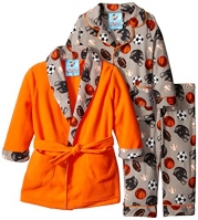 Baby Bunz Baby Boys' 3 Piece Sports Robe and Pajama Set, Orange, 12 Months
