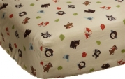 Carter's Forest Friends Fitted Sheet, Tan/Choc, 28 X 52