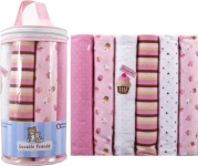 Luvable Friends 6-Pack Flannel Receiving Blankets, Pink