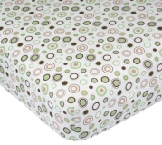 Carter's Easy Fit Printed Crib Fitted Sheet, Ecru/Brown Circles