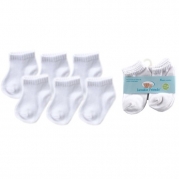 Luvable Friends No Show Baby Socks, 6 Pack, White, 0-6 Months