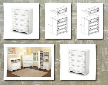 South Shore savannah collection 4-drawer chest, white