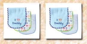 Luvable Friends 3 count i love mommy and daddy baby burp cloths, blue daddy