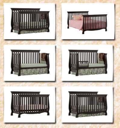 Stork Craft venetian 4-in-1 fixed side convertible crib, black